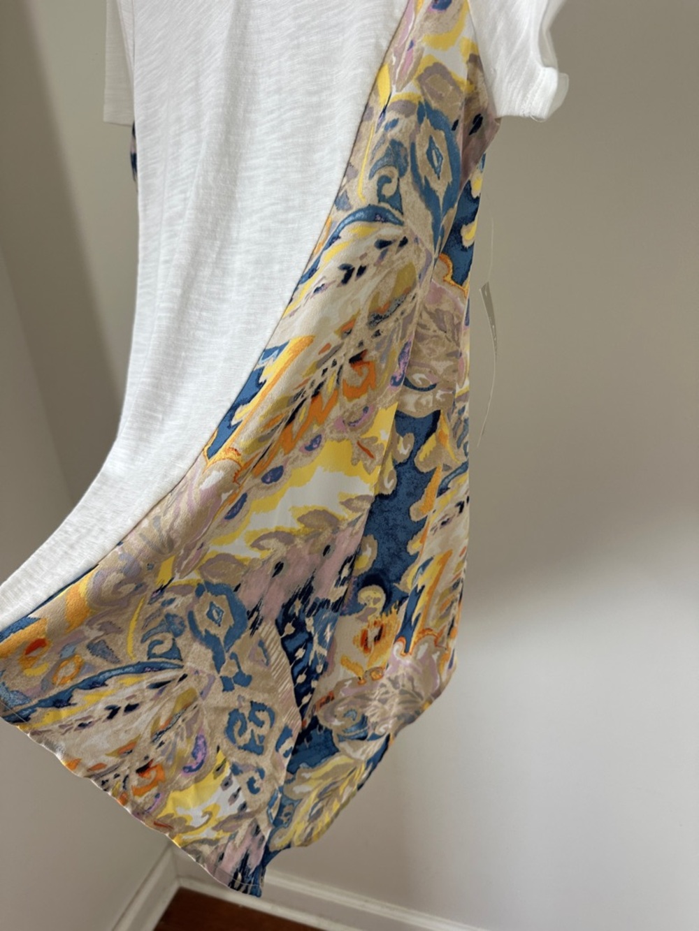 NWT Chico’s Paisley Knit Woven Pattern Asymmetrical Tee - Picture 2 of 7